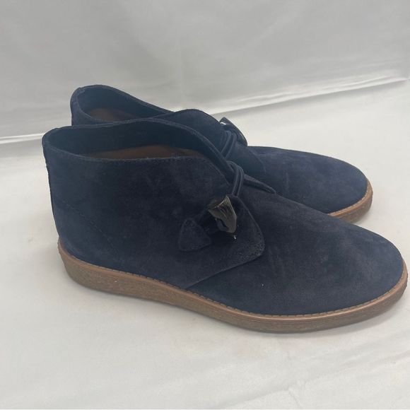 Trask Shoes Trask Womens Boot Size 7 Blue Suede Ankle Toggle Button